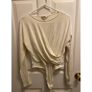Banana Republic Women's Size Medium Off White Long Sleeve One Piece Bodysuit